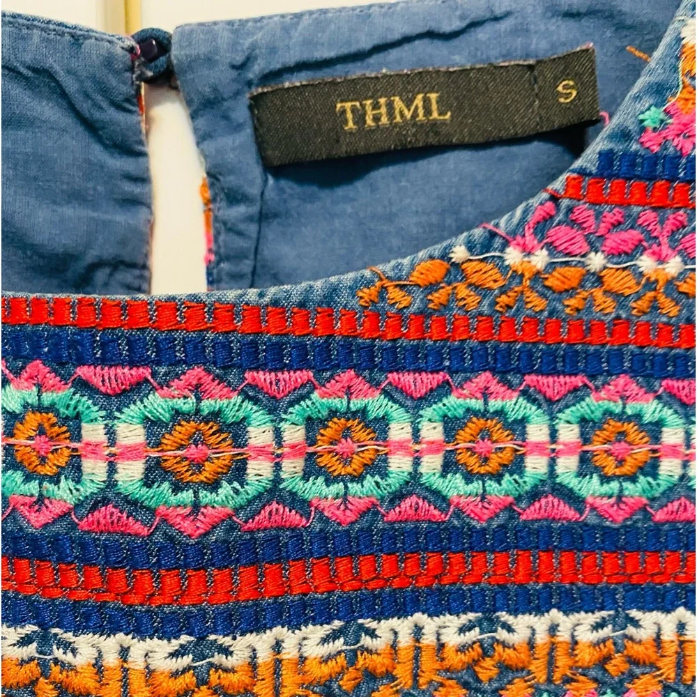 Festive & Adorable Boho Versatile Embroidered & Stripe Jersey THML Anthropologie - Picture 6 of 14